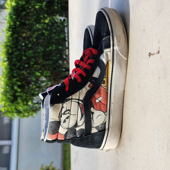 VANS SK8-HI USED‎ SIZE 8 DISNEY MICKEY AND FRIENDS BLACK BEIGE - Picture 8 of 12